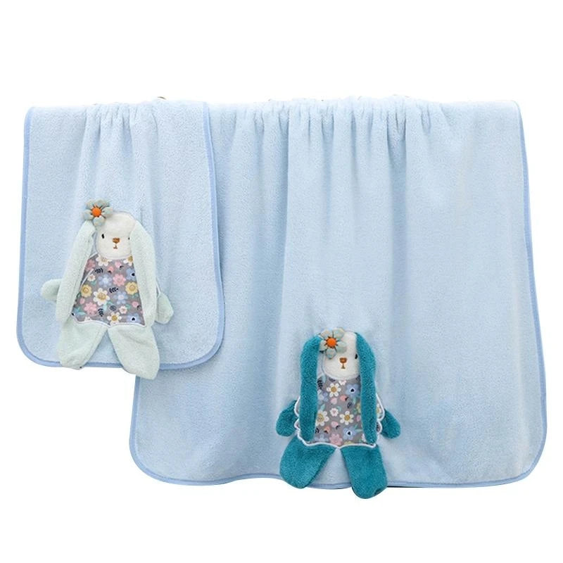 2 Pcs/Set Baby Infants Soft Coral Fleece Face Towel Bath Towel Receiving Blanket