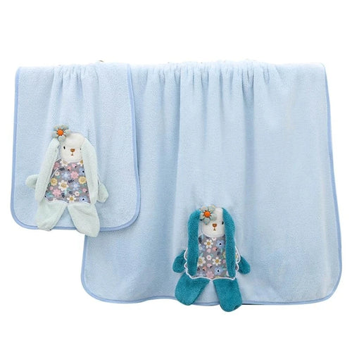 2 Pcs/Set Baby Infants Soft Coral Fleece Face Towel Bath Towel Receiving Blanket