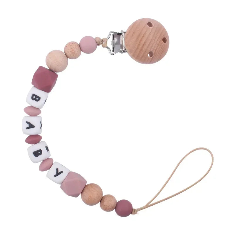 2ps Custom Baby Pacifier Clip Personalized Name Silicone Letter Dummy Holder Nipples Chains Infant Feeding Bracelet Teething Toy
