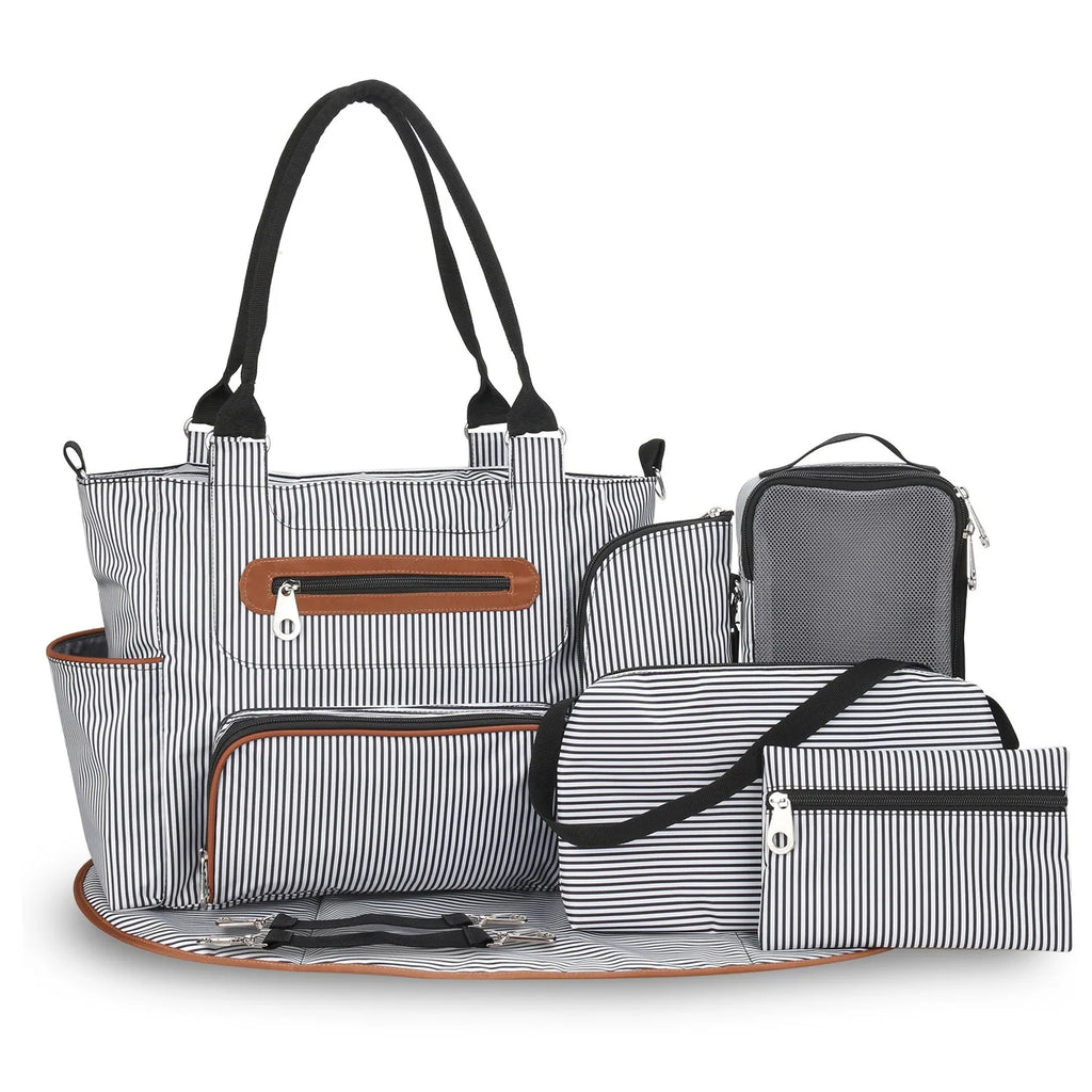 Women Shoulder Bag Travel 7 Pcs/Set Baby Changing Bags Go Out Large Capacity Newborn Nappy  Bag with Changing Pad Multi-functional