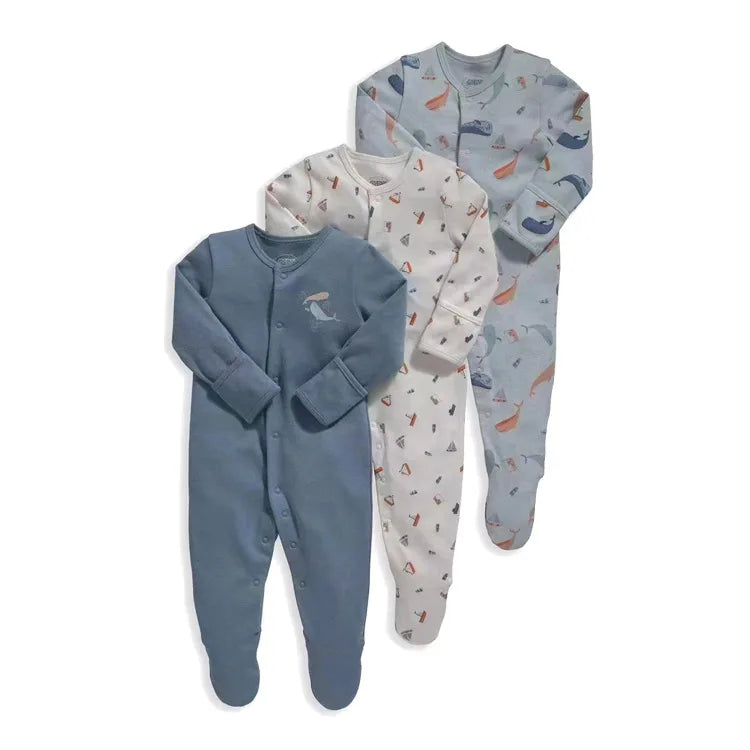 3pcs/Lot Cotton Soft Baby Romper Jumpsuit for Boys Girls Footies Footed Long Sleeve Pajama Sleepsuit Outfit Infant Clothes Gifts