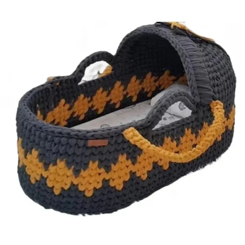 Colorful Multifunctional Crochet Baby Changing Basket 100% Cotton Colorful Handmade Woven Basket for Baby