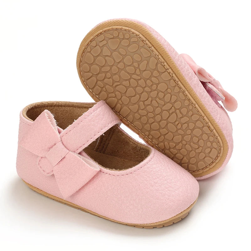 Pink Baby Girls First Step Shoes Baby Moccasins Soft Bottom Rubber Non-slip Toddler First Walkers Baby Booties Girls