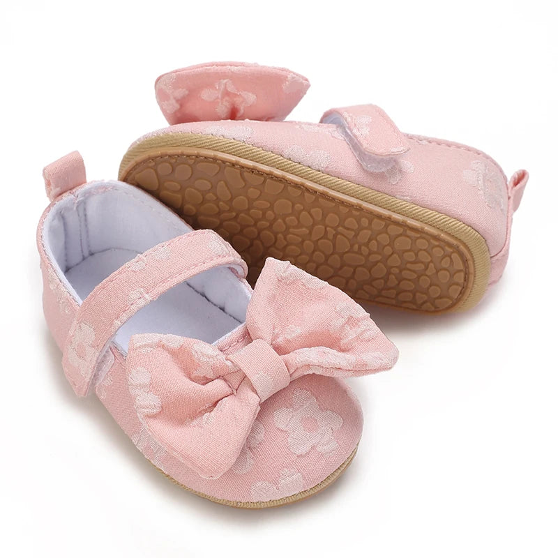 Pink Baby Girls First Step Shoes Baby Moccasins Soft Bottom Rubber Non-slip Toddler First Walkers Baby Booties Girls