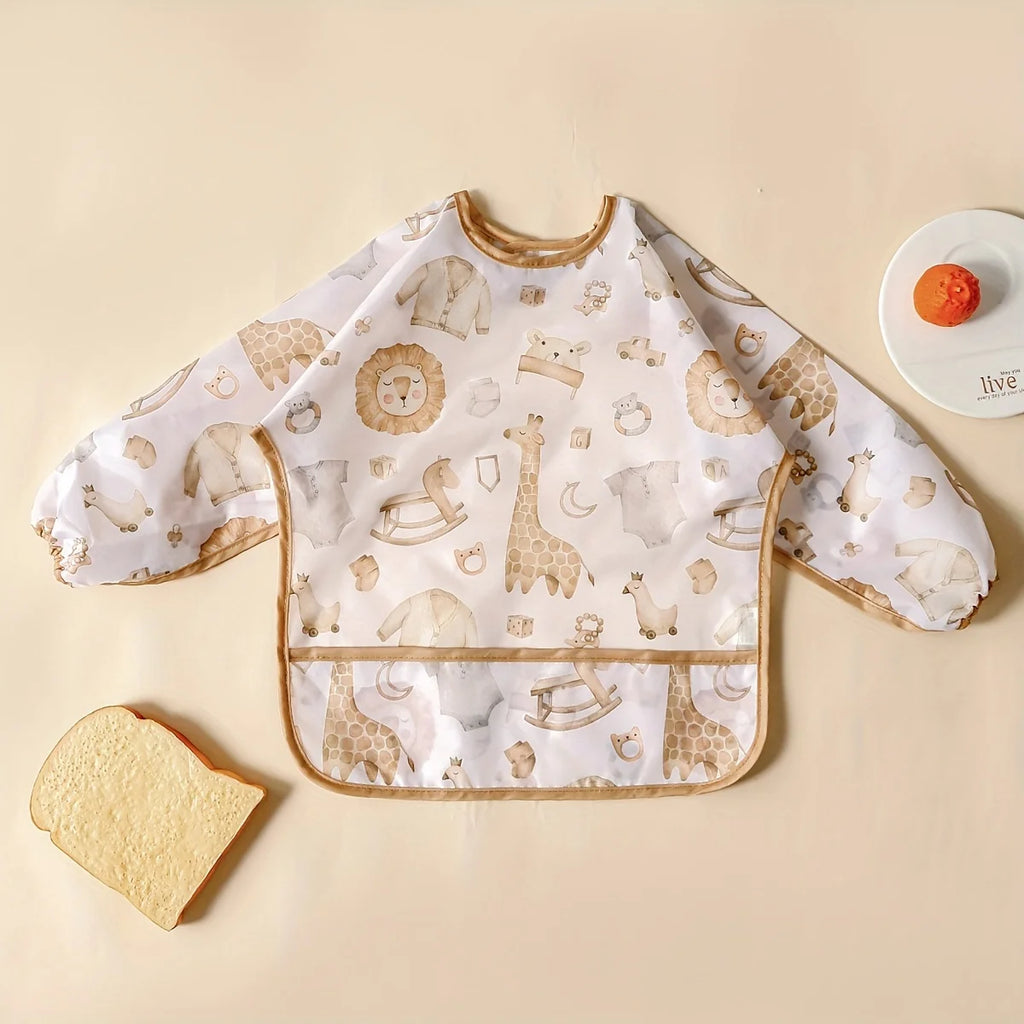 1 Pc Waterproof Baby Bibs Cute Infant Eating Child Drawing Long Sleeve Apron Self Feeding Baby 0-3 Year