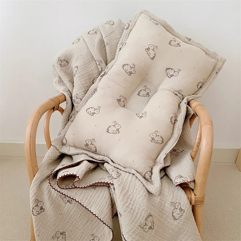 Baby Summer Blanket Bunny Print Cotton Muslin Blankets for Baby Infant Napping Cover Moses Basket Blanket Sheet Covers