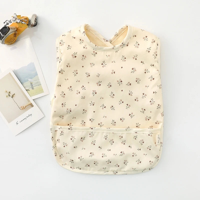 Waterproof Washable Baby Bib Burp Cloth with Pocket Bag Sleeveless Toddler Apron Smock Feeding Bibs Baby Stuff For 6-18 Months