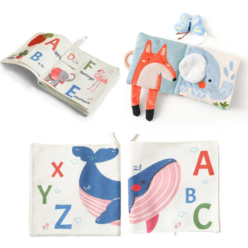 Baby Montessori Toy Soft Baby Book 3D Touch Feel High Contrast Cloth Book Sensory Early Learning  For Infant Toddler Gift