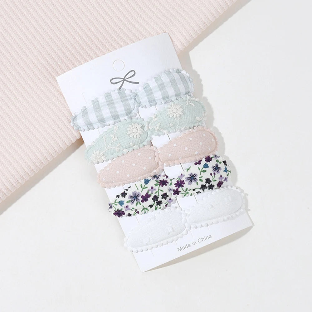 10/16PCS Cotton Textured Girl Hair Clip BB Clip Cute Colorful Floral Candy Color Matching Kid Barrettes Baby Hair Accessory Gift