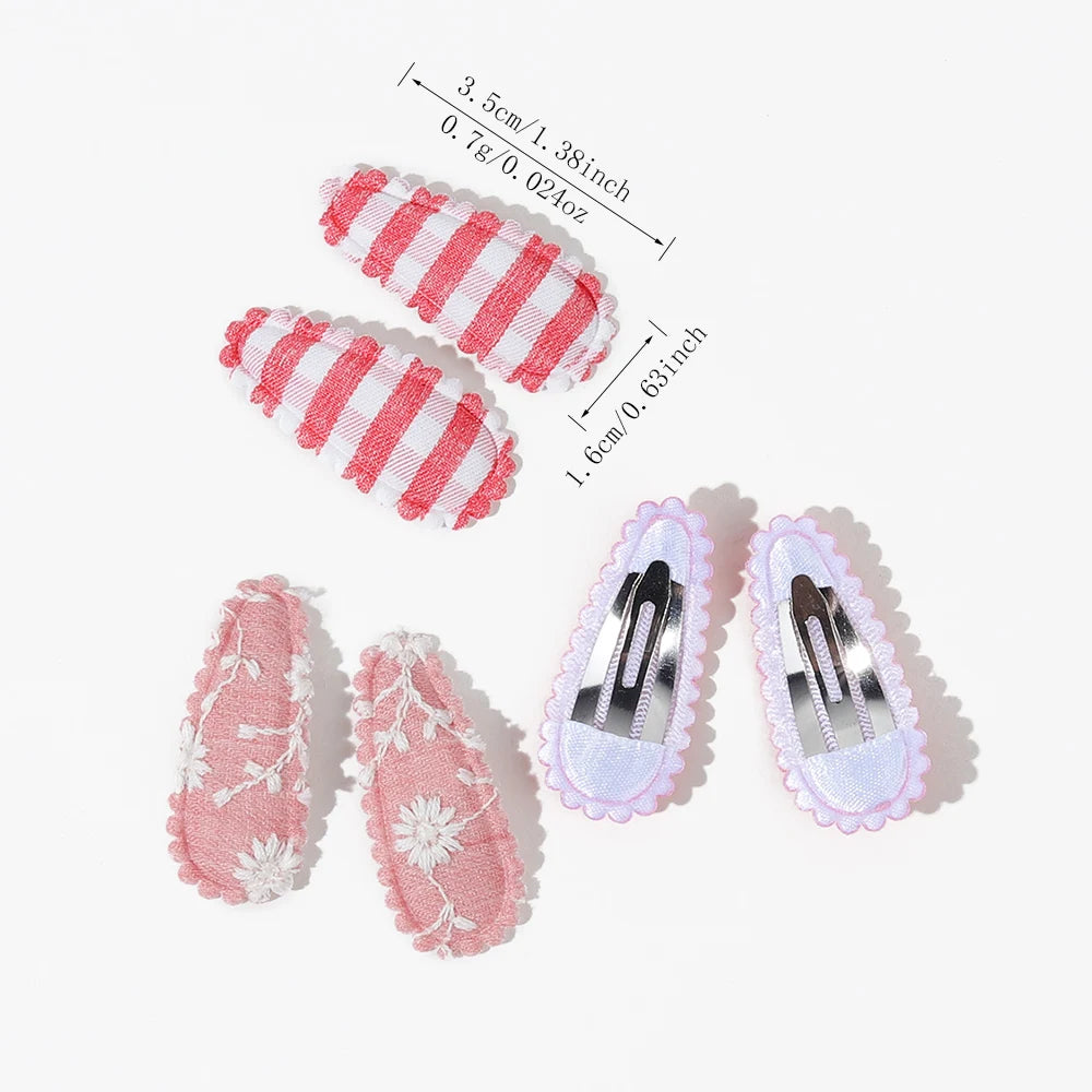10/16PCS Cotton Textured Girl Hair Clip BB Clip Cute Colorful Floral Candy Color Matching Kid Barrettes Baby Hair Accessory Gift
