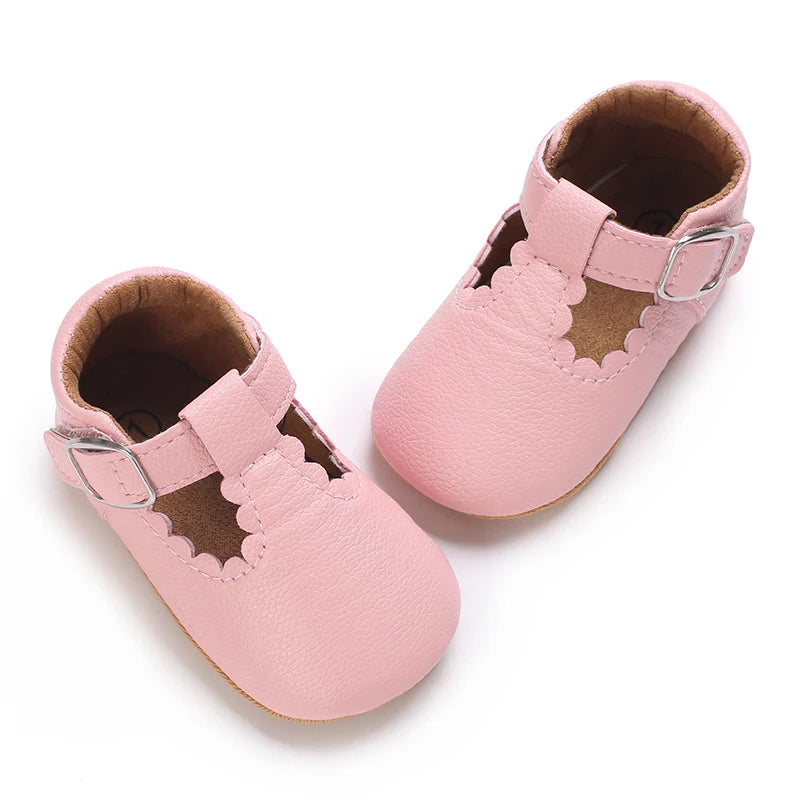 Pink Baby Girls First Step Shoes Baby Moccasins Soft Bottom Rubber Non-slip Toddler First Walkers Baby Booties Girls