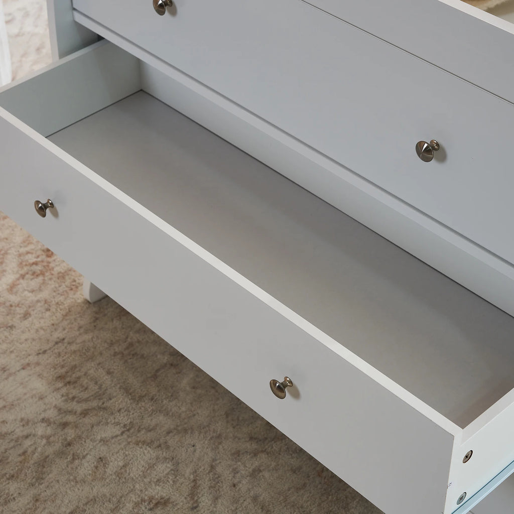 White 3-Drawer Wooden Baby Crib with Safety Rail & Storage Combo