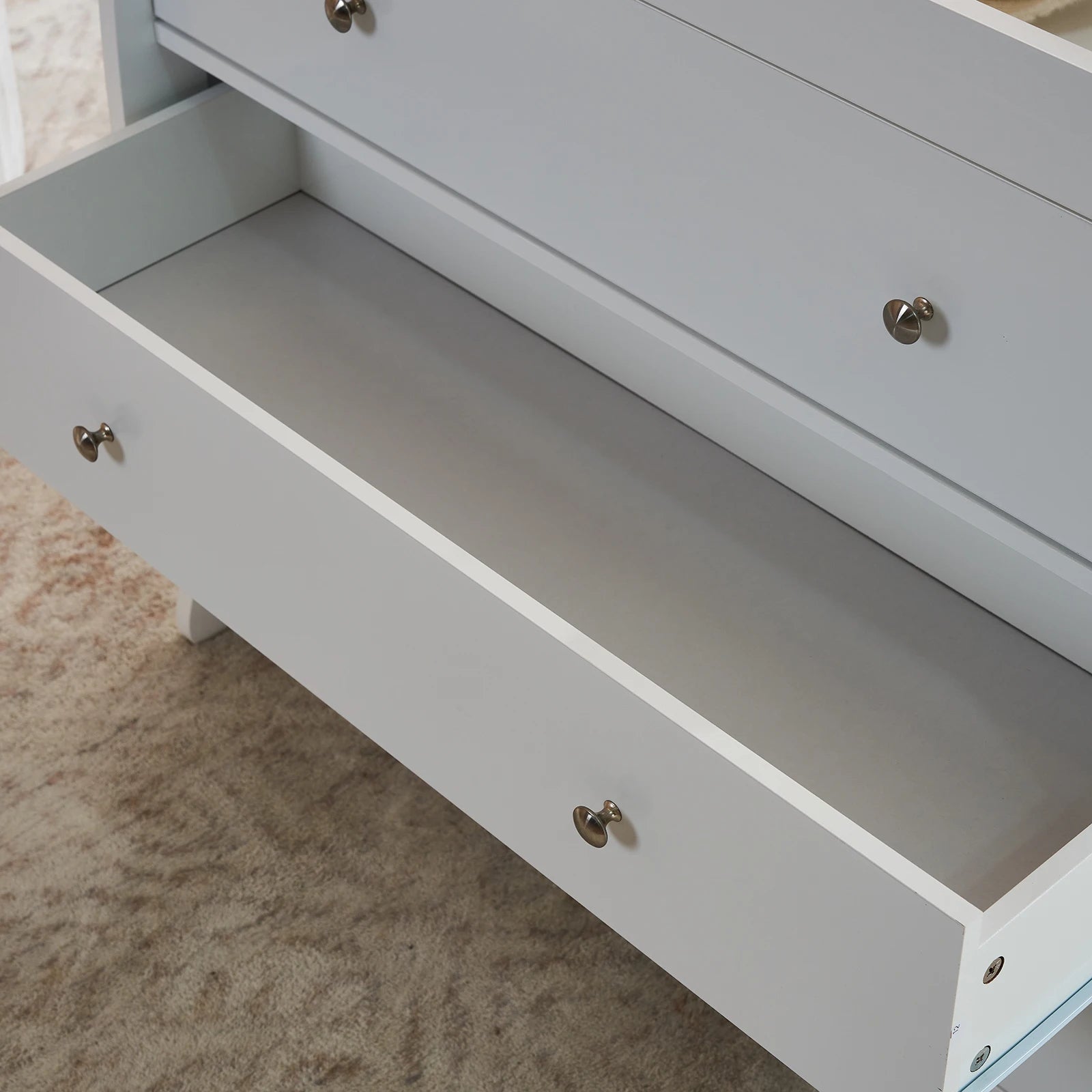 White 3-Drawer Wooden Baby Crib with Safety Rail & Storage Combo