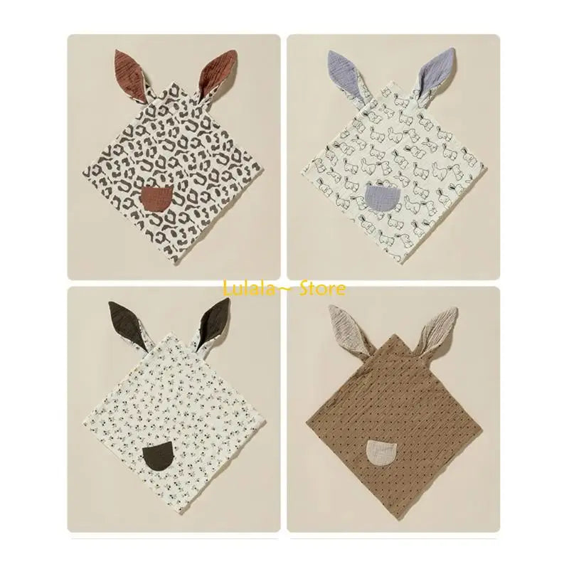 Y4QA Multi-pattern Cotton Baby Comforter Blanket Muslin Security Blanket Baby Lovey Boy Girl Soft Baby Gift Lightweight Bibs-