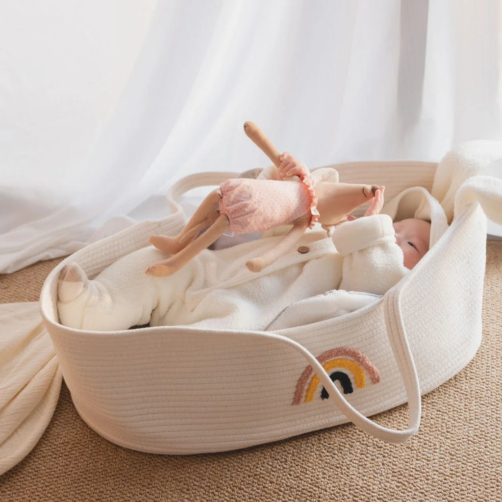 Portable Baby Carrying Basket Cradle for Newborn Woven Crib Bed Outdoor Sleeping Basket Nursery Storage Basket Photography Props