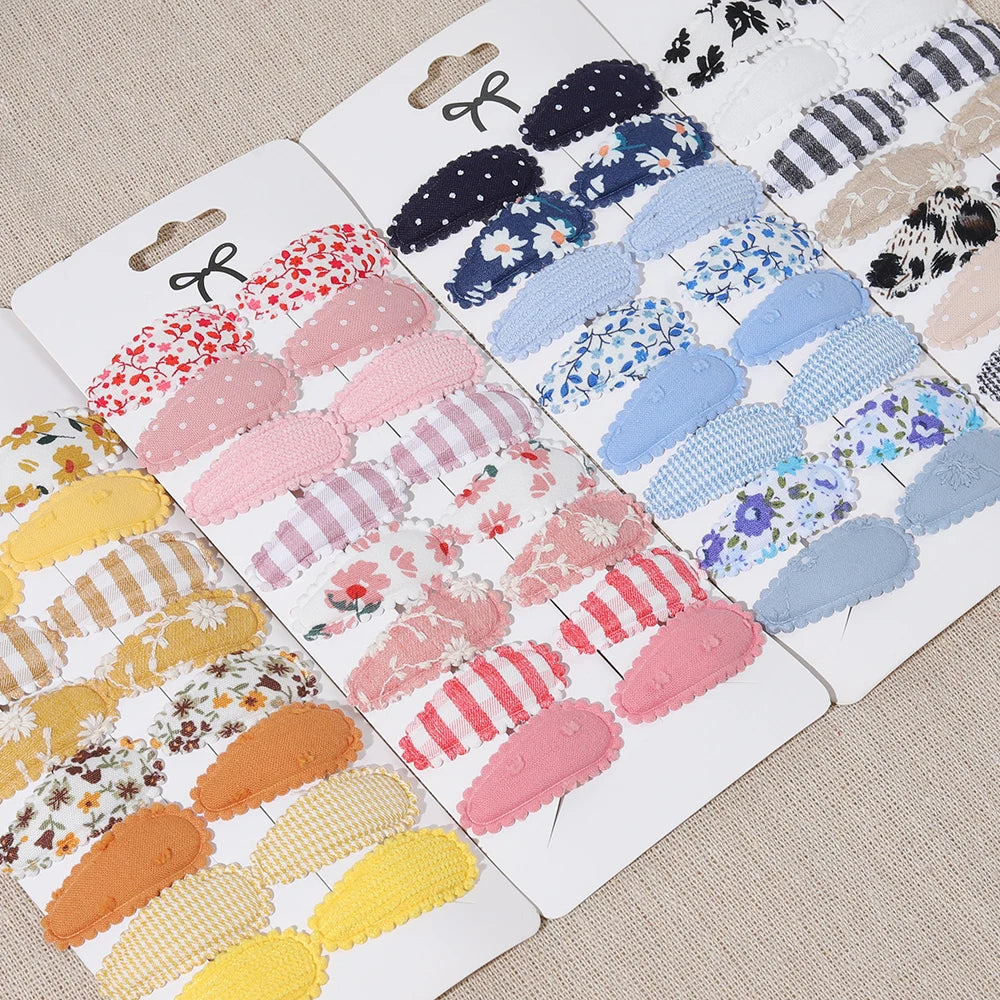 10/16PCS Cotton Textured Girl Hair Clip BB Clip Cute Colorful Floral Candy Color Matching Kid Barrettes Baby Hair Accessory Gift