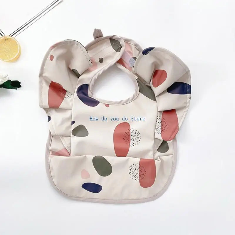 19QF Adjustable Baby Feeding Bib Lightweight Travel Friendly Winged Design Burp Cloth Easy Wipe Saliva Towel for Toddler