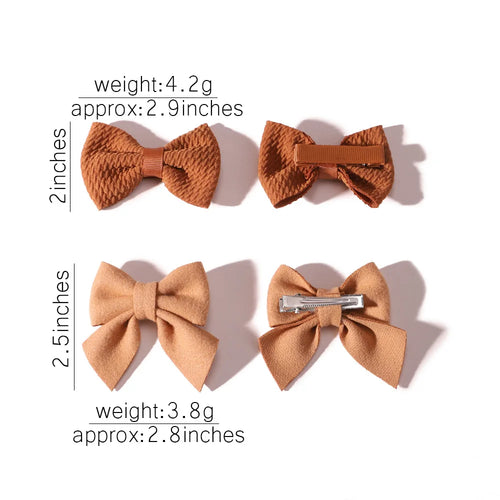 4Pcs/Set Newborn Nylon Solid Bowknot Hair Clips for Kids Handmade Bows Hairpin Infant Barrettes Headwear Baby Hair Accessories