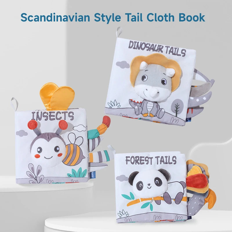 0-12Months Soft Baby Books 3D Touch Feel High Contrast Cloth Book Infant Early Learning Toy Toddlers Sensory Activity Cloth Book