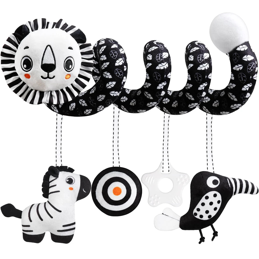 Car Seat Toys for Babies Rattle Mirror Crinkle Squeaky Carseat Stroller Toys 0-6 Months Developmental Newborn Baby Girl Gifts
