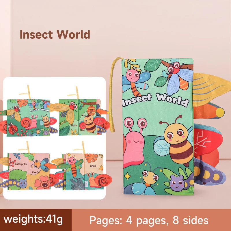 0-12Months Soft Baby Books 3D Touch Feel High Contrast Cloth Book Infant Early Learning Toy Toddlers Sensory Activity Cloth Book