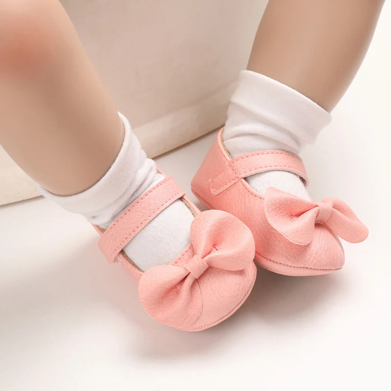 Pink Baby Girls First Step Shoes Baby Moccasins Soft Bottom Rubber Non-slip Toddler First Walkers Baby Booties Girls