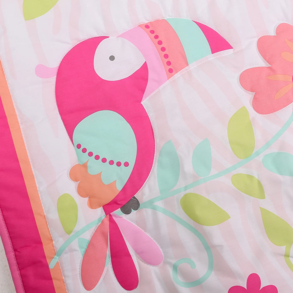 Pink Elephant Cot Baby Bedding Set Nursery Bedding for Standard Size Crib Bed Set 3Piece Comforter Fitted Sheet Crib Skirt