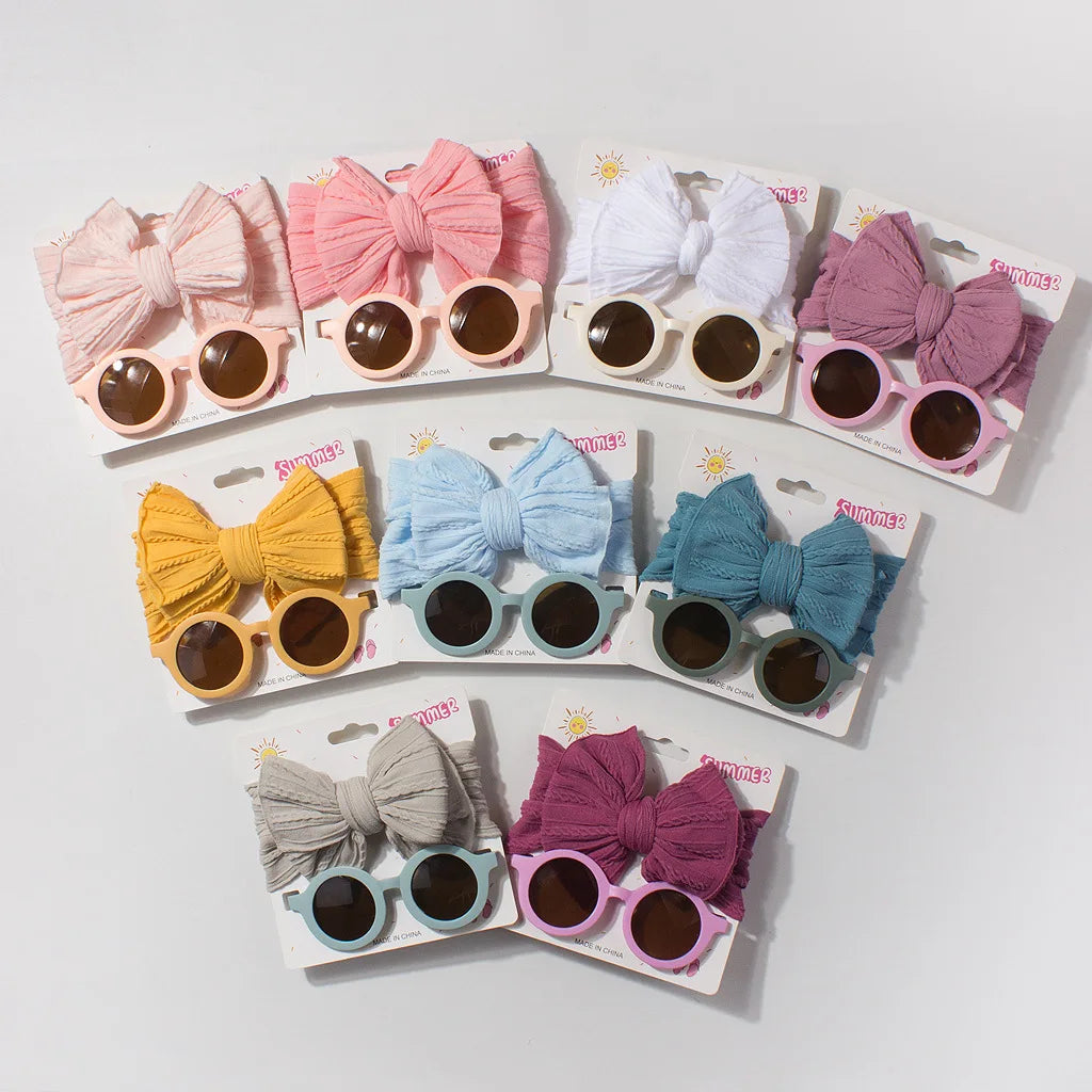 Children's Headband Glasses Set Baby Sunglasses Headband Two-piece Set Baby Headscarf Sun Visor Combination Children's Products