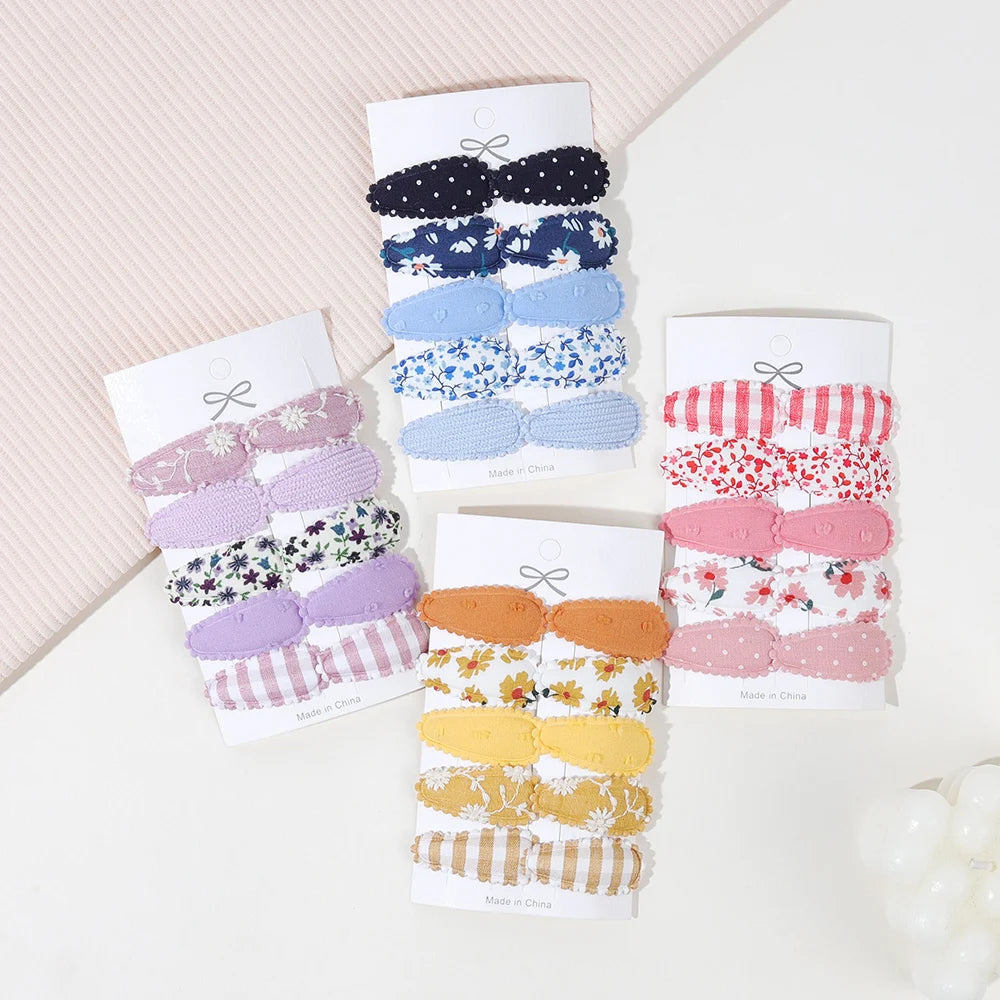 10/16PCS Cotton Textured Girl Hair Clip BB Clip Cute Colorful Floral Candy Color Matching Kid Barrettes Baby Hair Accessory Gift
