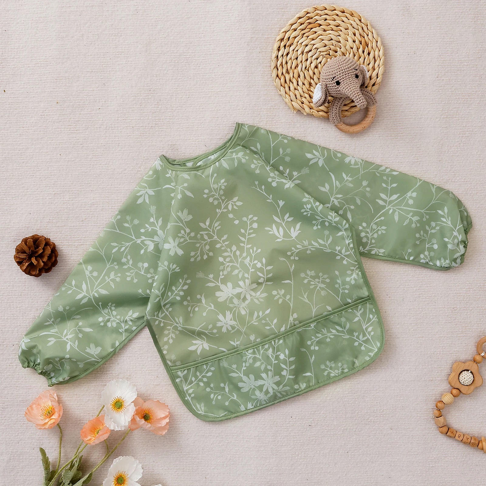 1 Pc Waterproof Baby Bibs Cute Infant Eating Child Drawing Long Sleeve Apron Self Feeding Baby 0-3 Year