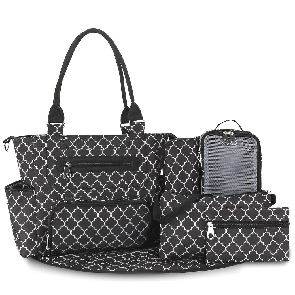 Women Shoulder Bag Travel 7 Pcs/Set Baby Changing Bags Go Out Large Capacity Newborn Nappy  Bag with Changing Pad Multi-functional