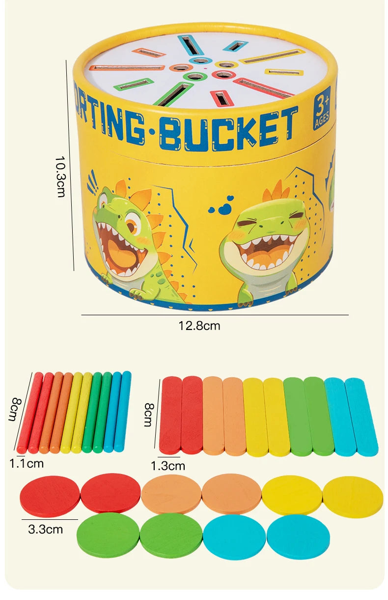 3 in i Montessori Toys Color Sorting Matching Bucket for Toddler Fine Motor Early Educational Puzzle Toy