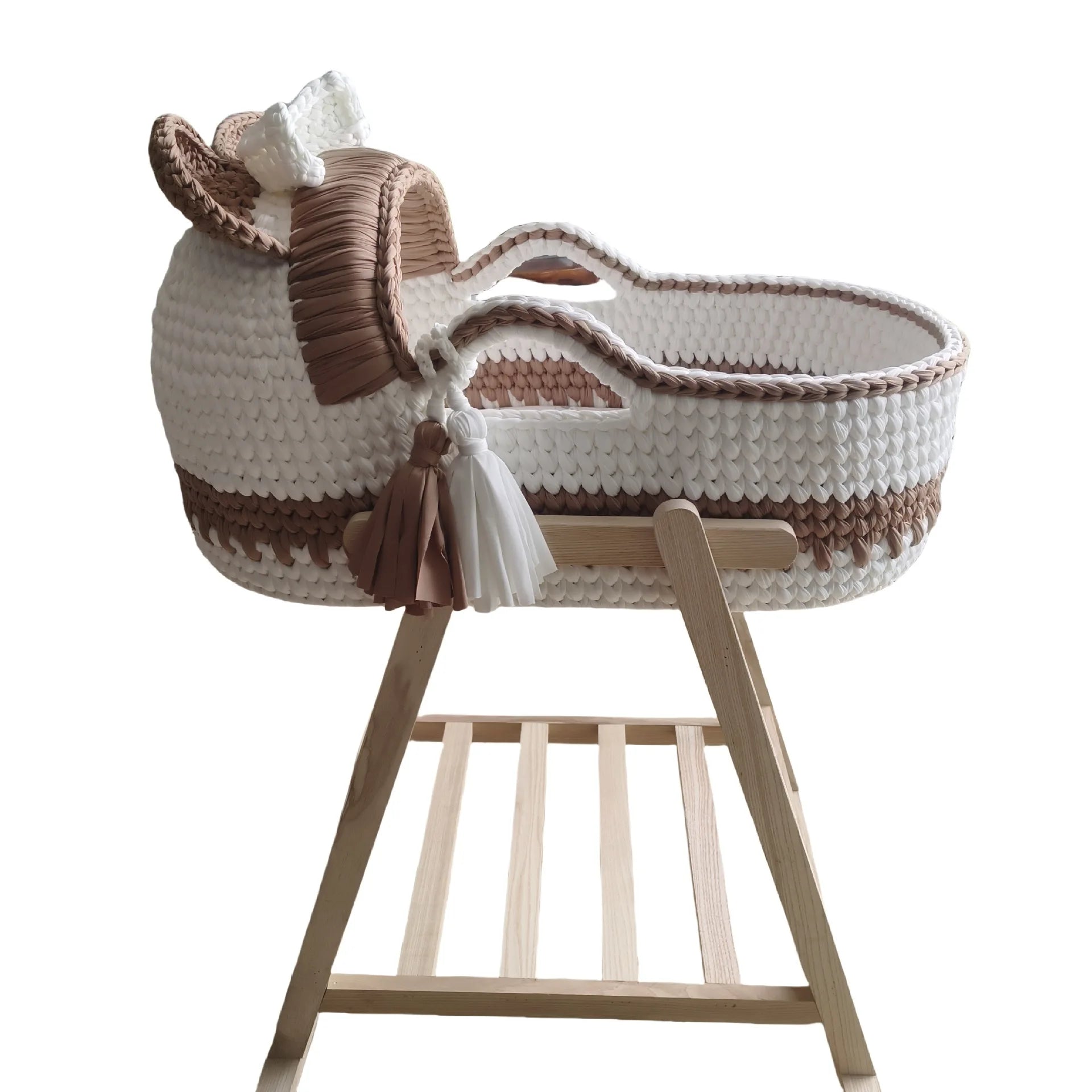 Foreign Trade Hand Knitted Crochet Portable Portable Foldable Newborn Moses Baby Basket Crib