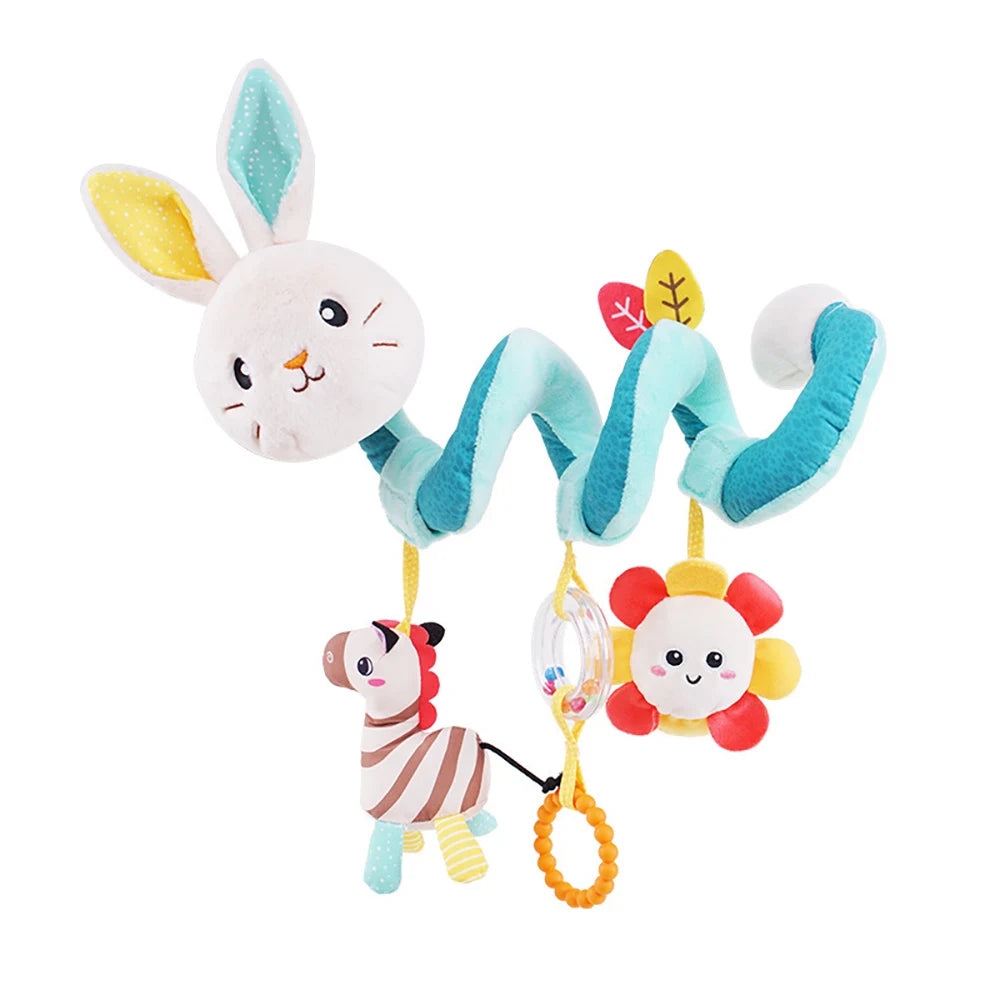 Car Seat Toys for Babies Rattle Mirror Crinkle Squeaky Carseat Stroller Toys 0-6 Months Developmental Newborn Baby Girl Gifts
