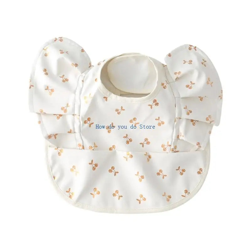 19QF Adjustable Baby Feeding Bib Lightweight Travel Friendly Winged Design Burp Cloth Easy Wipe Saliva Towel for Toddler