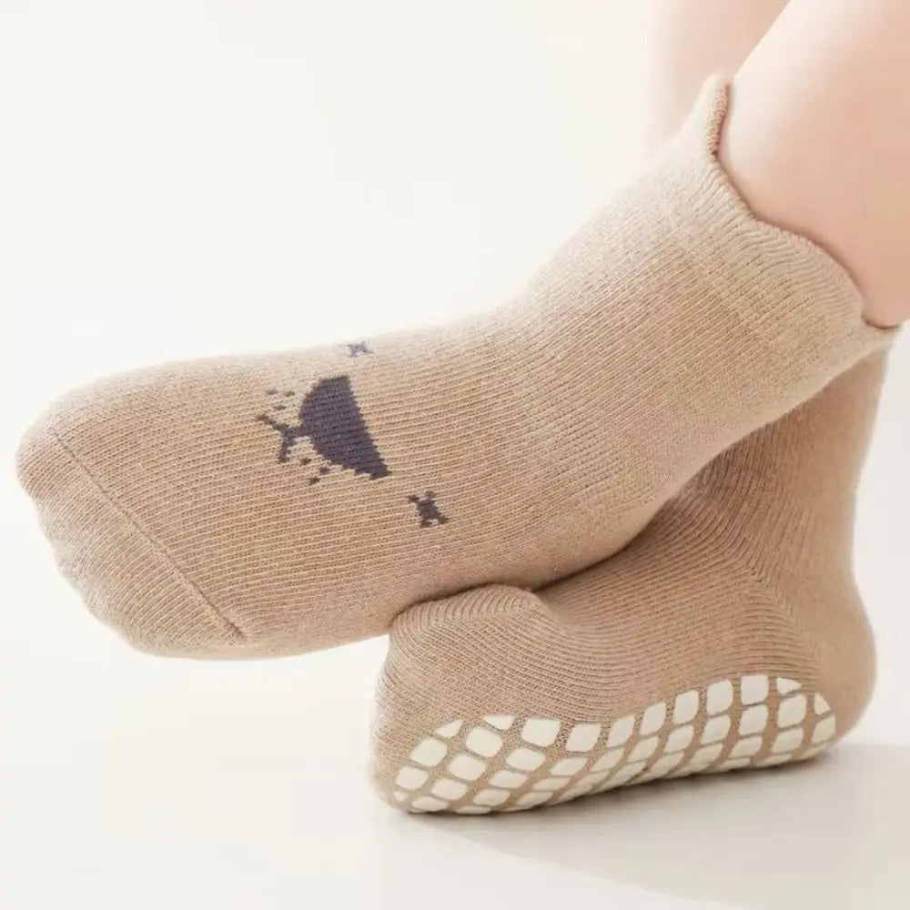 5Pairs Walking Socks Non-slip Baby Floor Socks Breathable Cute Toddle Step Socks Soft Fashion Newborn Cotton Socks Indoor Use
