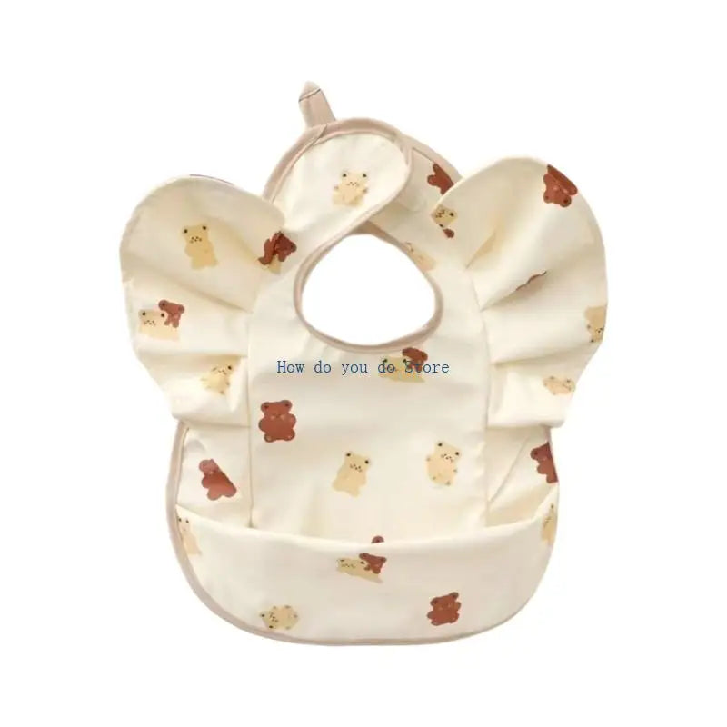 19QF Adjustable Baby Feeding Bib Lightweight Travel Friendly Winged Design Burp Cloth Easy Wipe Saliva Towel for Toddler