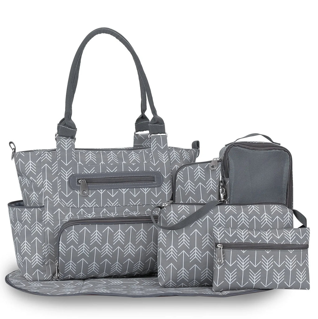 Women Shoulder Bag Travel 7 Pcs/Set Baby Changing Bags Go Out Large Capacity Newborn Nappy  Bag with Changing Pad Multi-functional