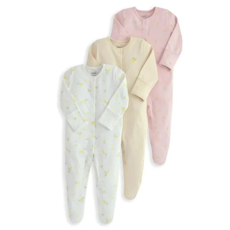 3pcs/Lot Cotton Soft Baby Romper Jumpsuit for Boys Girls Footies Footed Long Sleeve Pajama Sleepsuit Outfit Infant Clothes