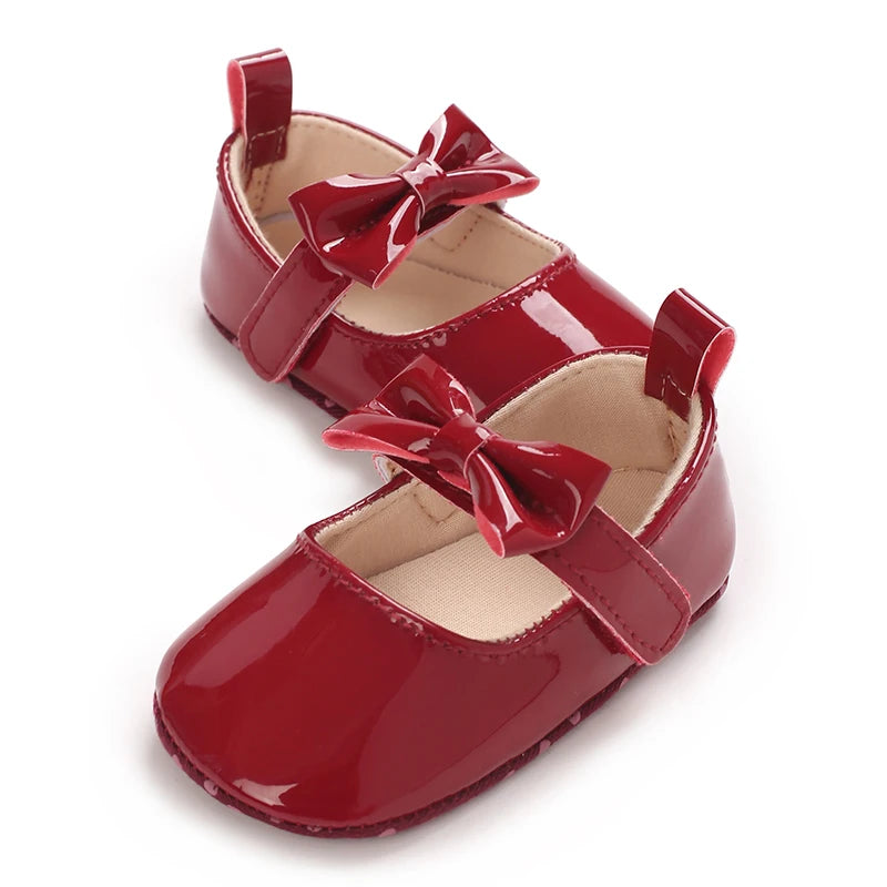 Golden 0-18M Baby Girl Shoes Cute Bow Flat Shoes Soft Sole Newborn Princess Walker Sandals Formal Baby Shoes