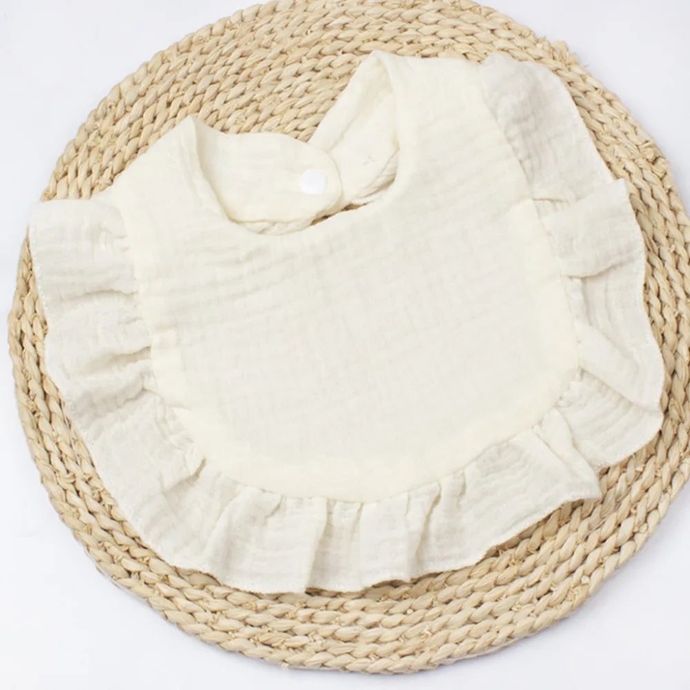 High Quality Soft Muslin Bibs Absorbent Flounce Bandana Drool Bibs Solid Colored Gauze Toddler Bib Boys Girls