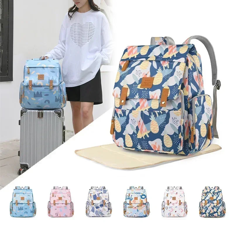Cartoon Print Backpack Changing Bags Oxford Mother and Baby Bag Diaper Bag Fashion Large Capacity Thermal Storage Back Milk Bag