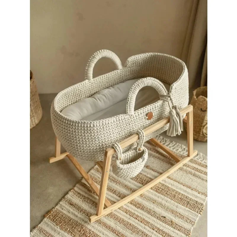 Knitted Moses Basket,Moses Basket for Baby Nests and Loungers,baby Bassinet