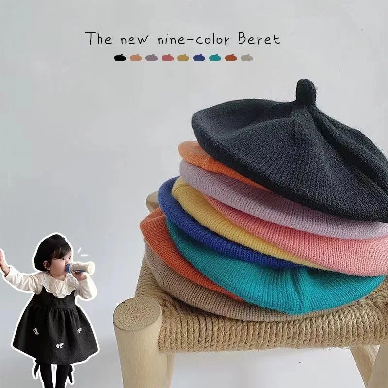 New Arrival Knitted Baby Beret Toddler Fashion French Style Beanie Hat Soft Warm Infant Casual Headwear Cute Kid Winter Knit Hat