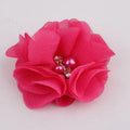 10PCS 2" 35 Colors Cute Chic Chiffon Flowers With Rhinestone Pearl Fabric Hair Flower With Clips For Girls Hair Accessories
