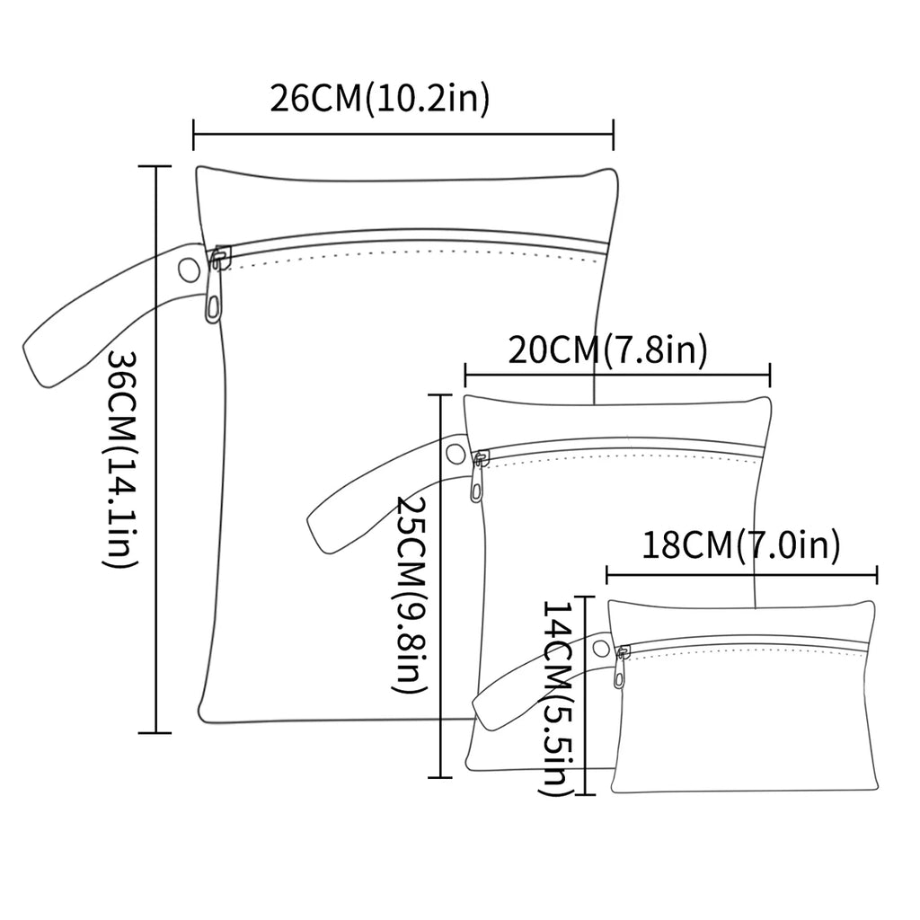 3Pcs/S Different Size Waterproof Wet Bag Wet Dry Bags For Baby Cloth Diapers&Breast Pump Part Organizer For Swimsuit Wet Clothes