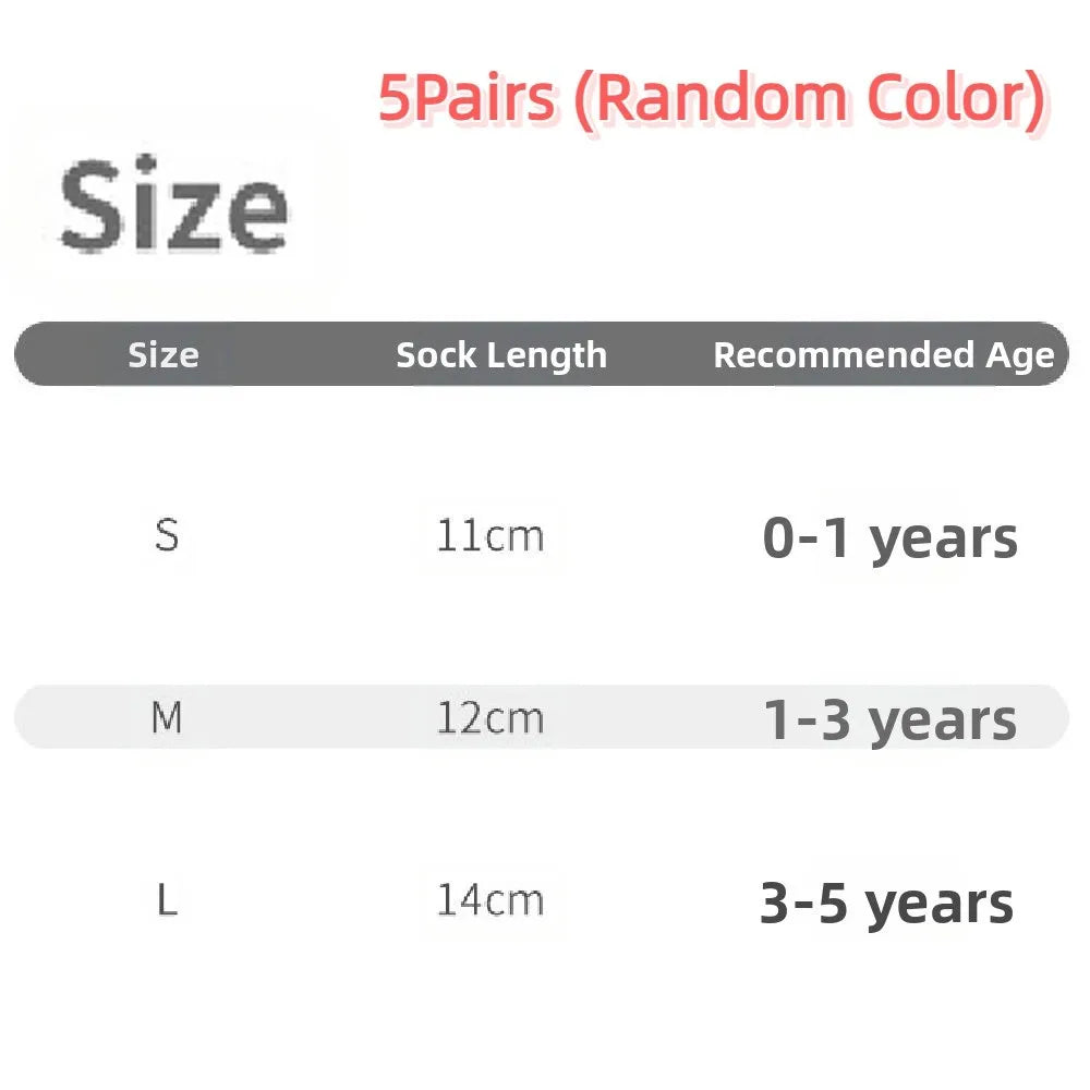 5Pairs Walking Socks Non-slip Baby Floor Socks Breathable Cute Toddle Step Socks Soft Fashion Newborn Cotton Socks Indoor Use