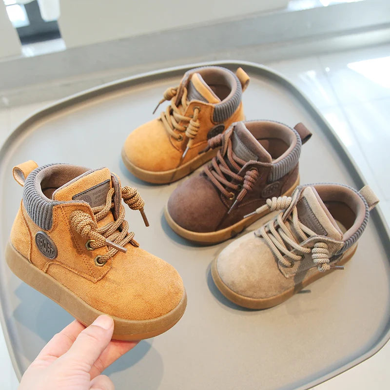 Autumn Winter Unisex Baby Snow Boots Outdoor Windproof Waterproof Children Warm Plush Boots Soft Sole Anti-slip Kids Shoes
