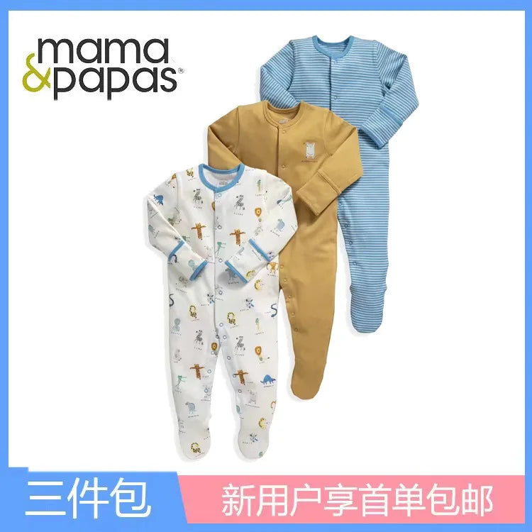 3pcs/Lot Cotton Soft Baby Romper Jumpsuit for Boys Girls Footies Footed Long Sleeve Pajama Sleepsuit Outfit Infant Clothes Gifts