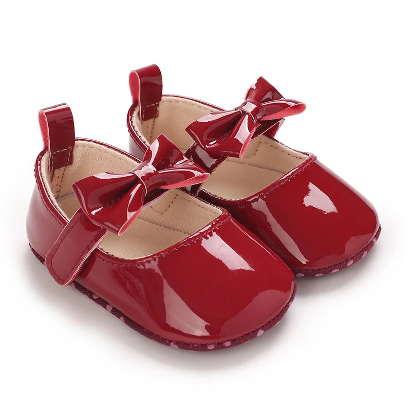 Golden 0-18M Baby Girl Shoes Cute Bow Flat Shoes Soft Sole Newborn Princess Walker Sandals Formal Baby Shoes